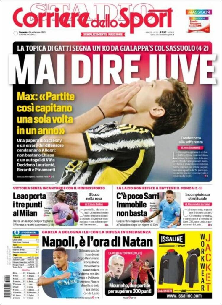 Portada de Corriere dello Sport (Italia)