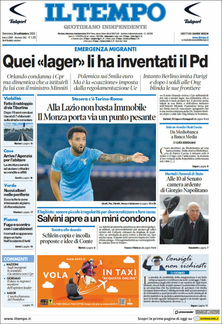 Portada de Il Tempo (Italy)