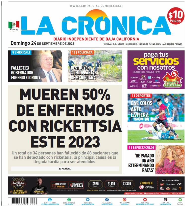Portada de La Crónica de Baja California (M&eacute;xico)