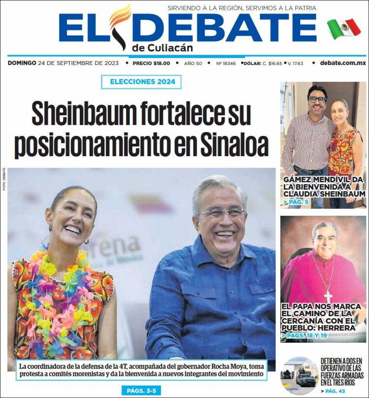 Portada de El Debate de Culiacán (M&eacute;xico)