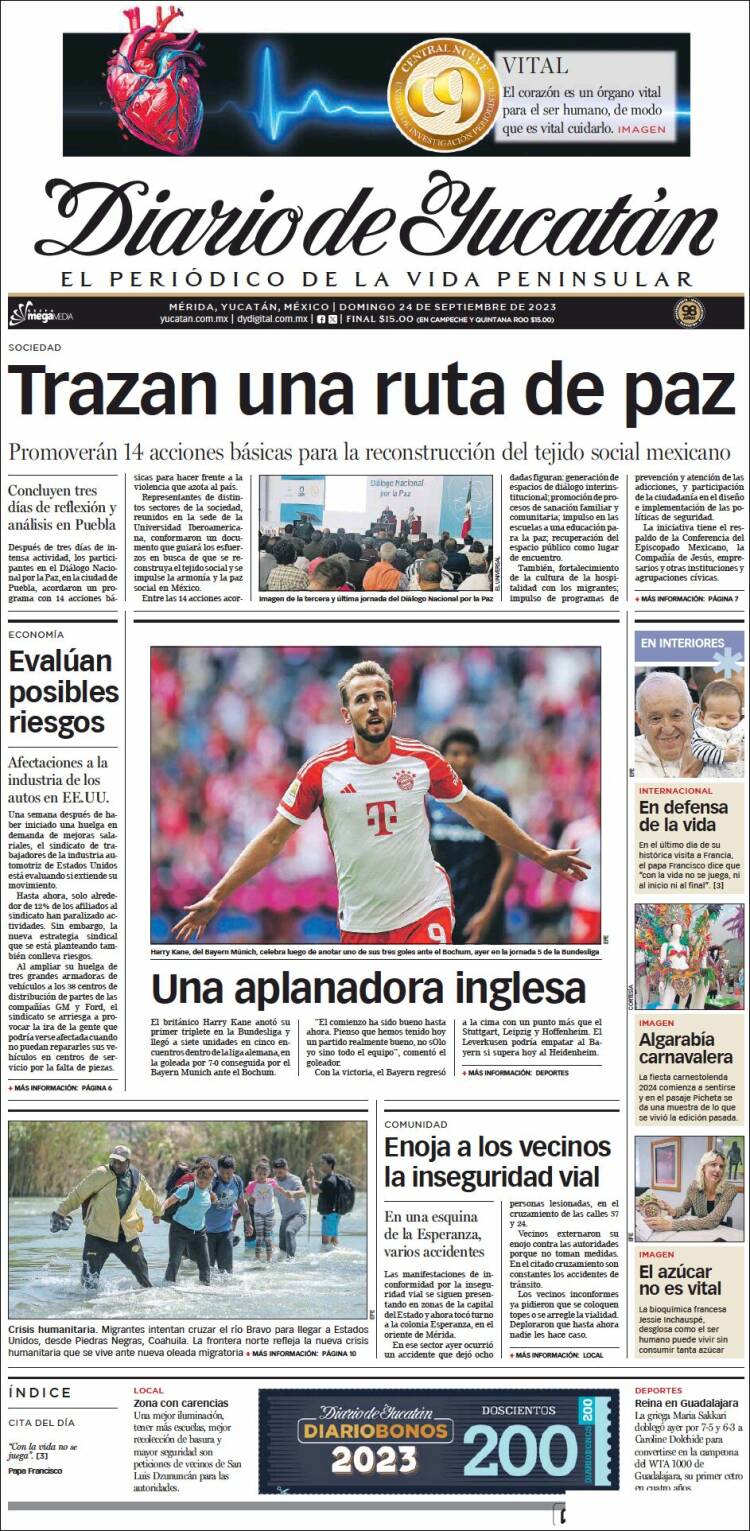 Portada de Diario de Yucatán (M&eacute;xico)