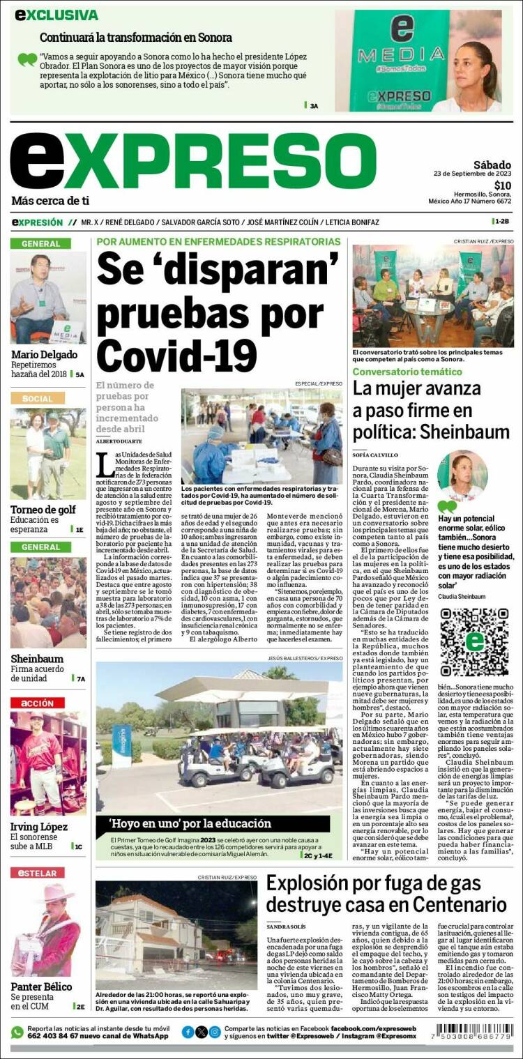 Portada de Expreso (M&eacute;xico)