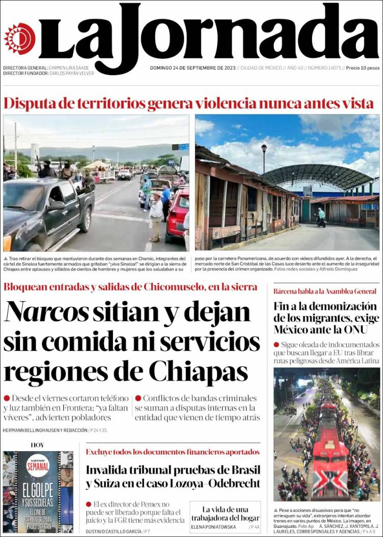 Portada de La Jornada (Mexique)