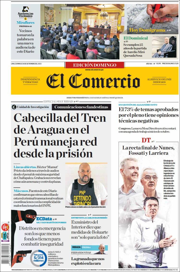 Portada de El Comercio (Perú)