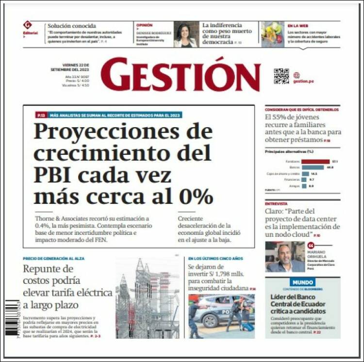 Portada de Diario Gestión (Perú)