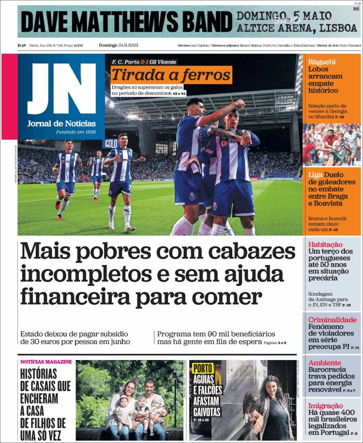 Portada de Jornal de Notícias (Portugal)