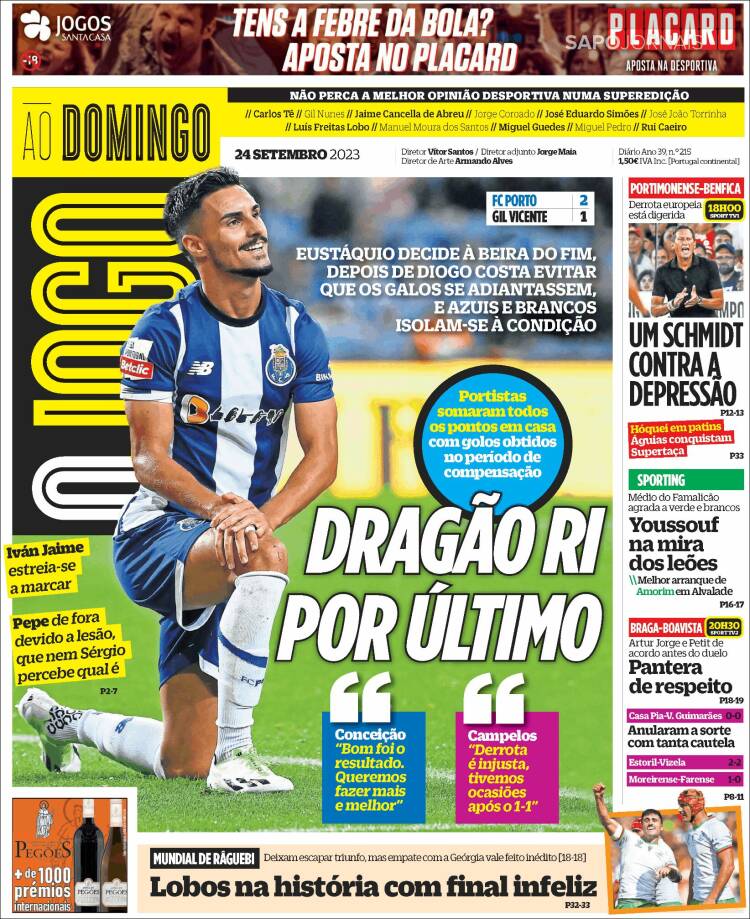 Portada de O Jogo (Portugal)