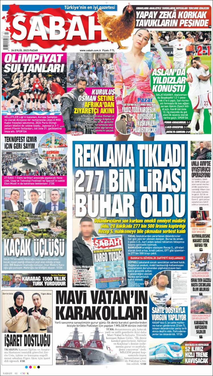 Portada de Sabah (Turquía)