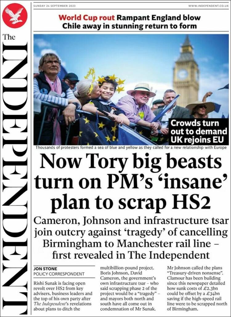 Portada de The Independent (Reino Unido)