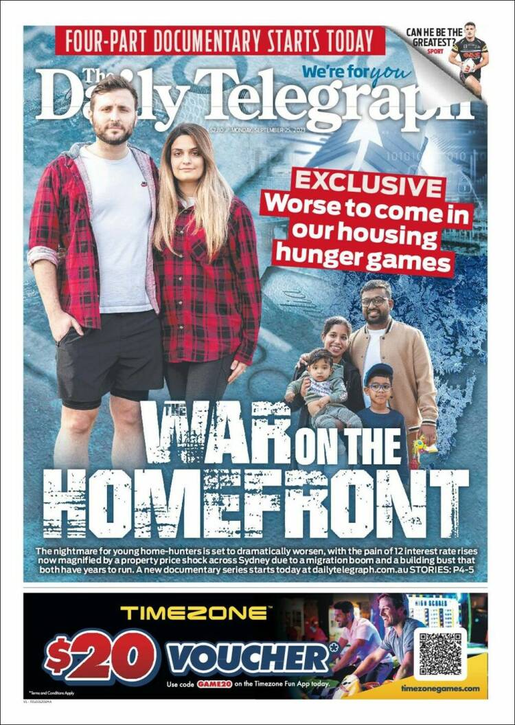 Portada de The Daily Telegraph (Australie)
