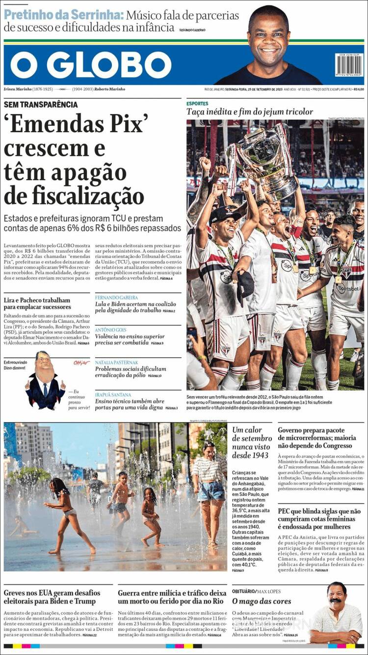 Portada de O Globo (Brasil)