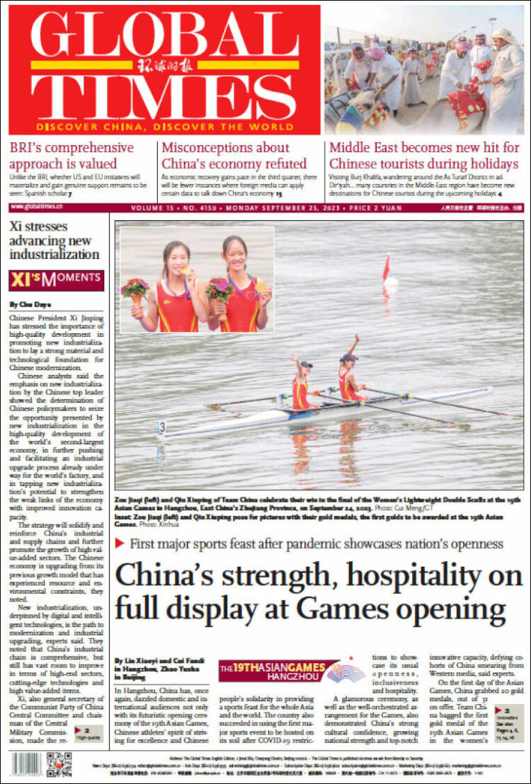 Portada de The Global Times (China)