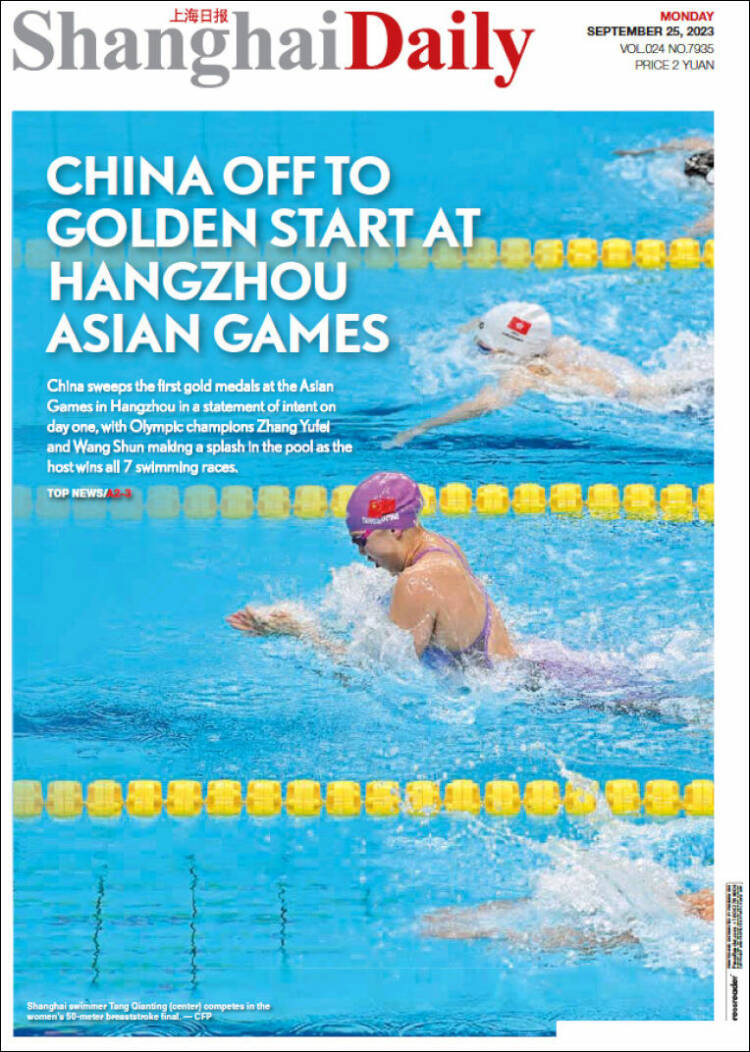 Portada de Shanghai Daily (China)