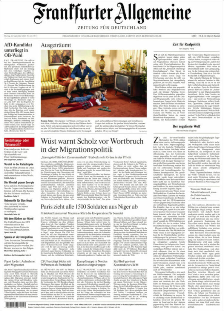 Portada de Frankfurter Allgemeine (Alemania)