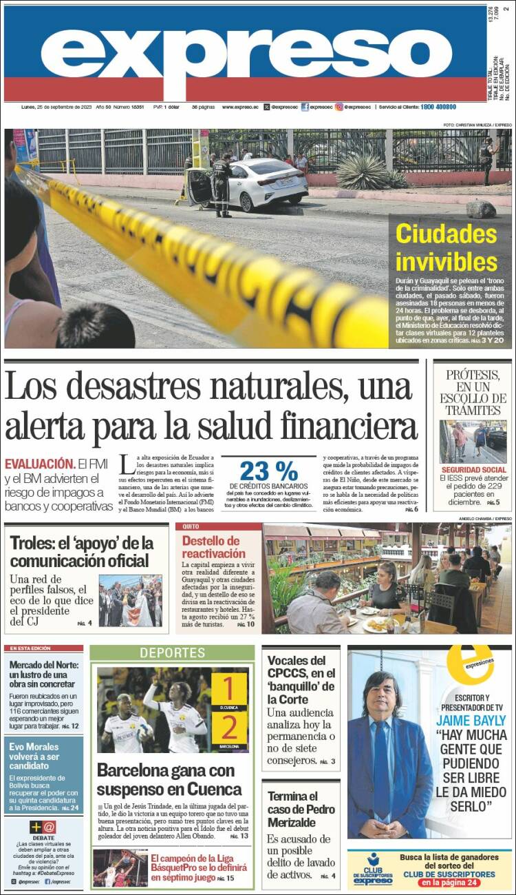 Portada de Expreso (Ecuador)