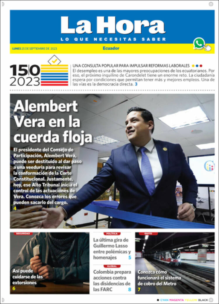 Portada de La Hora - Ecuador (Ecuador)