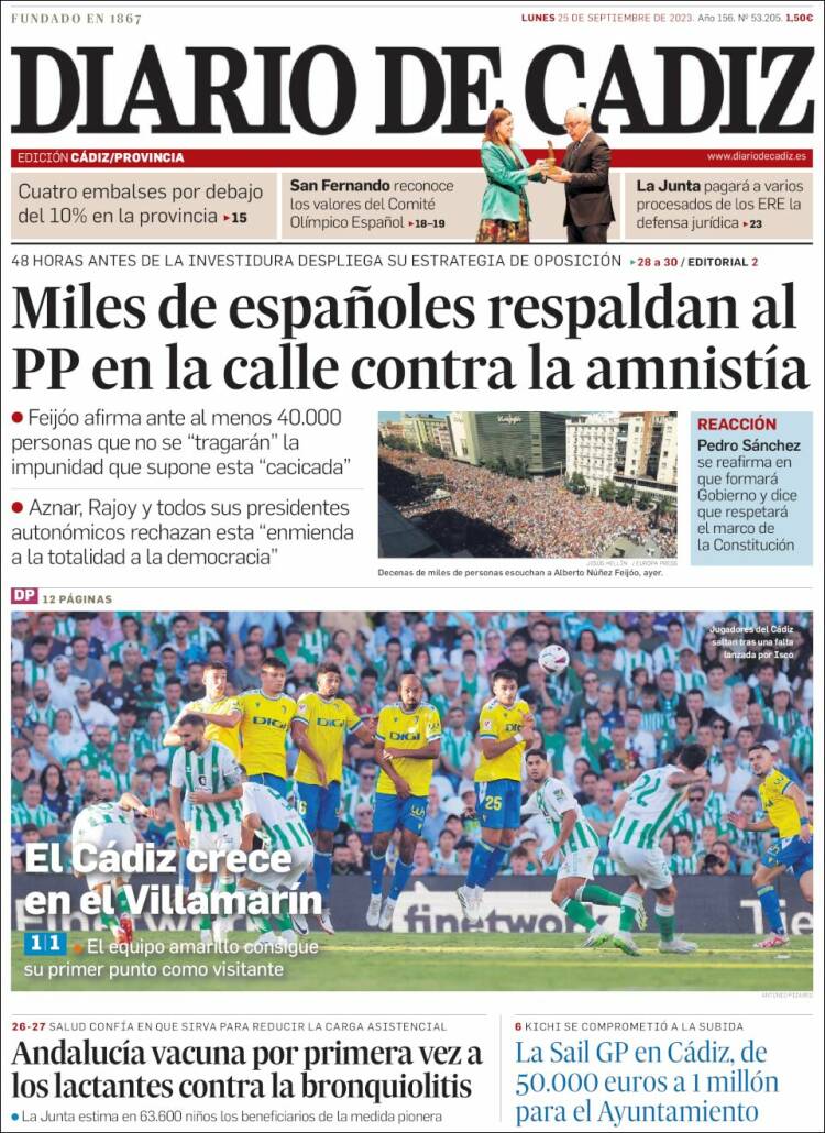 Portada de Diario de Cádiz (España)