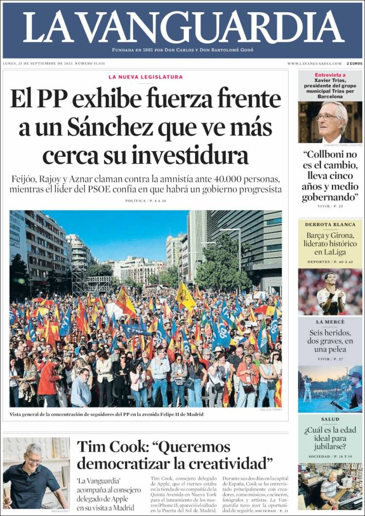 Portada de La Vanguardia (España)