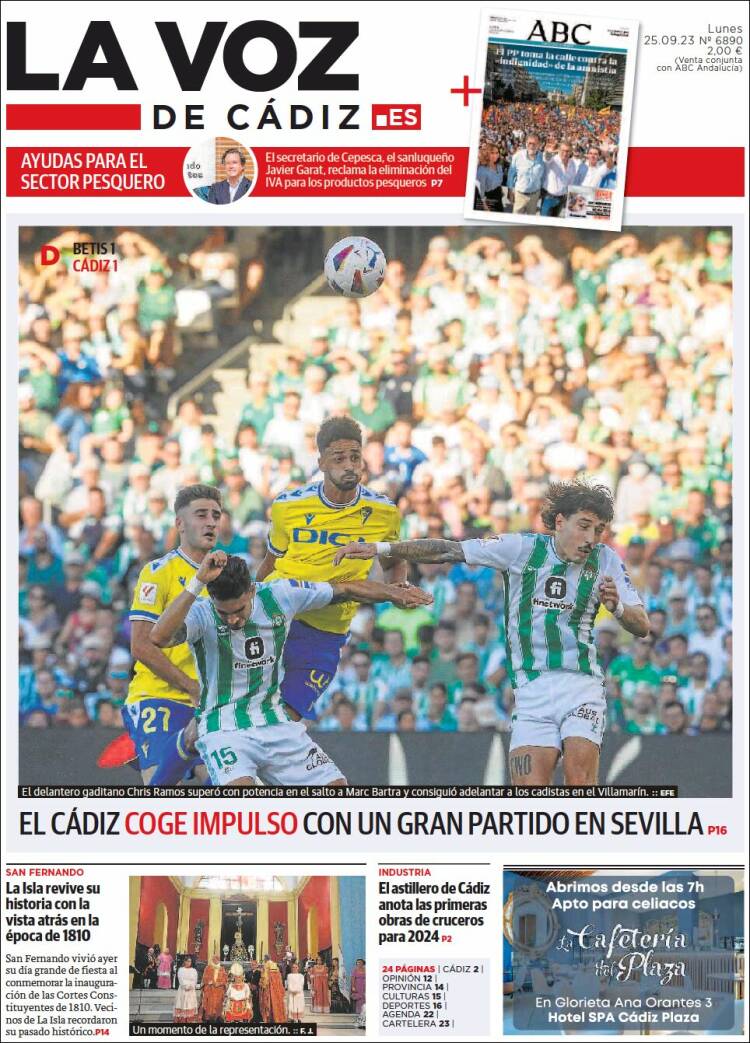 Portada de La Voz de Cádiz (España)