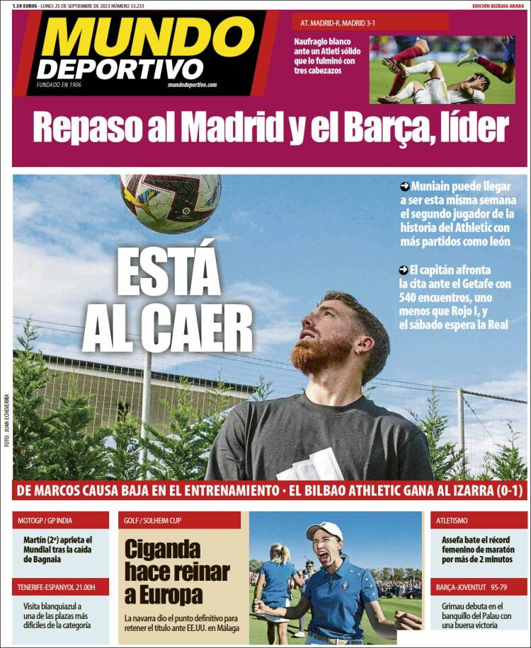 Portada de Mundo Deportivo Bizkaia (España)