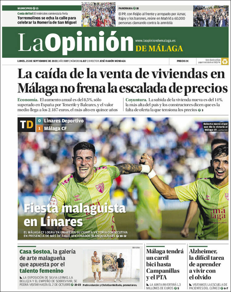 Portada de La Opinión de Málaga (España)