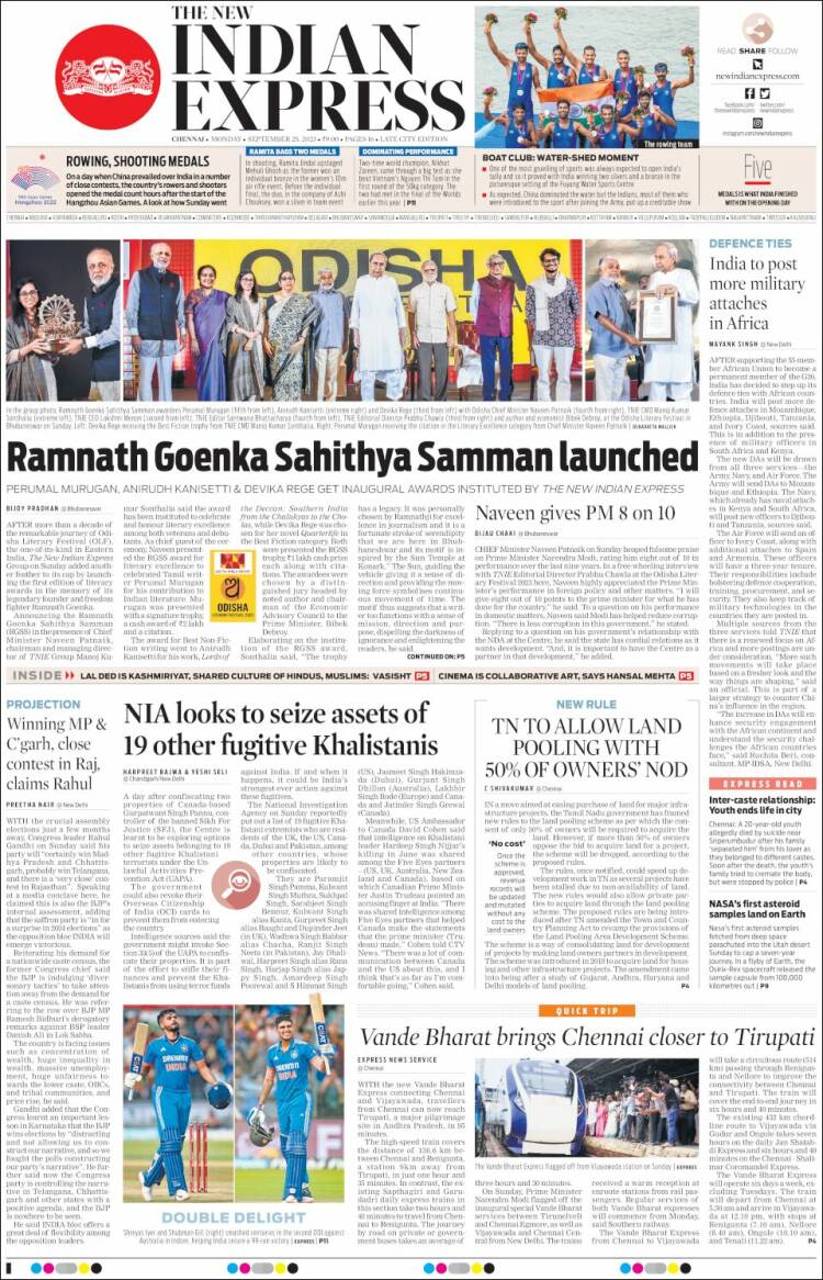 Portada de New Indian Express (India)