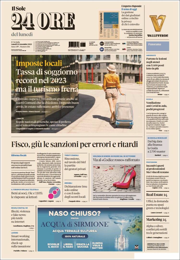 Portada de Il Sole 24 ORE (Italia)