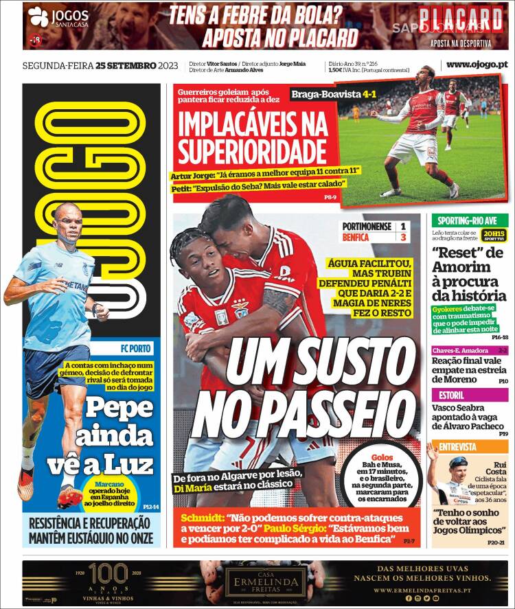 Portada de O Jogo (Portugal)