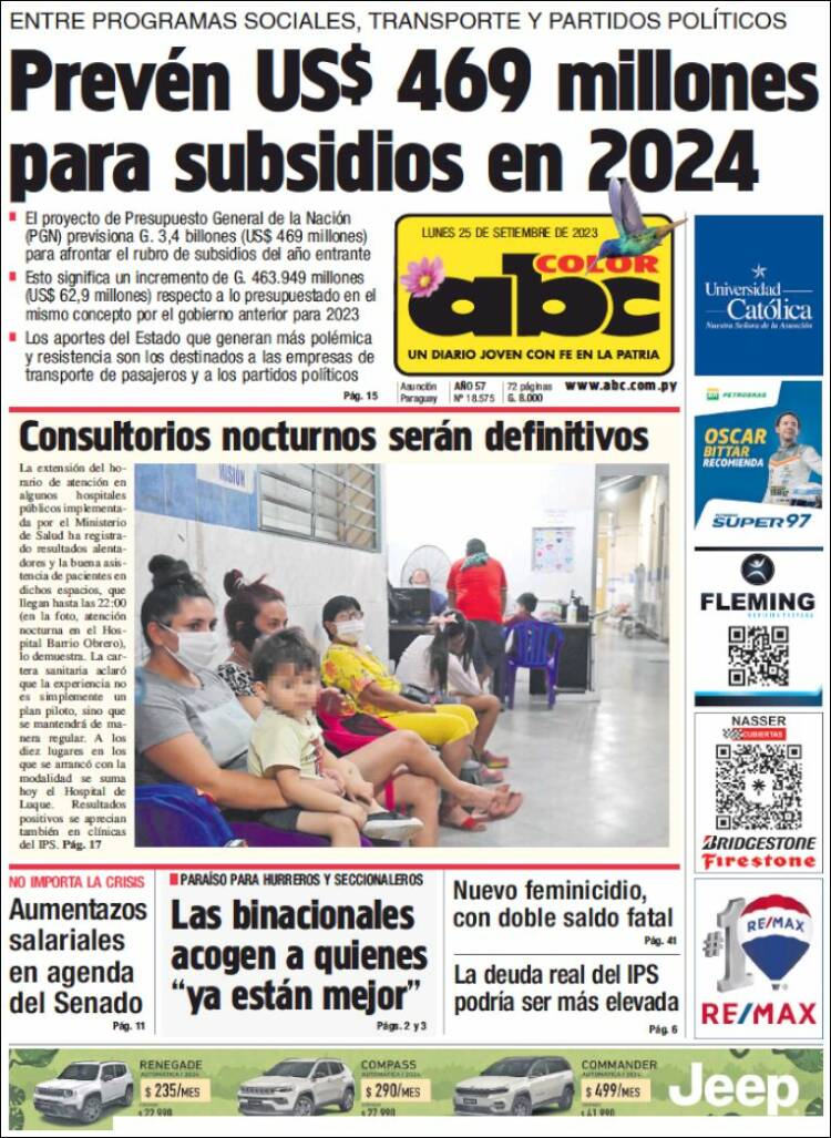 Portada de ABC Color (Paraguay)