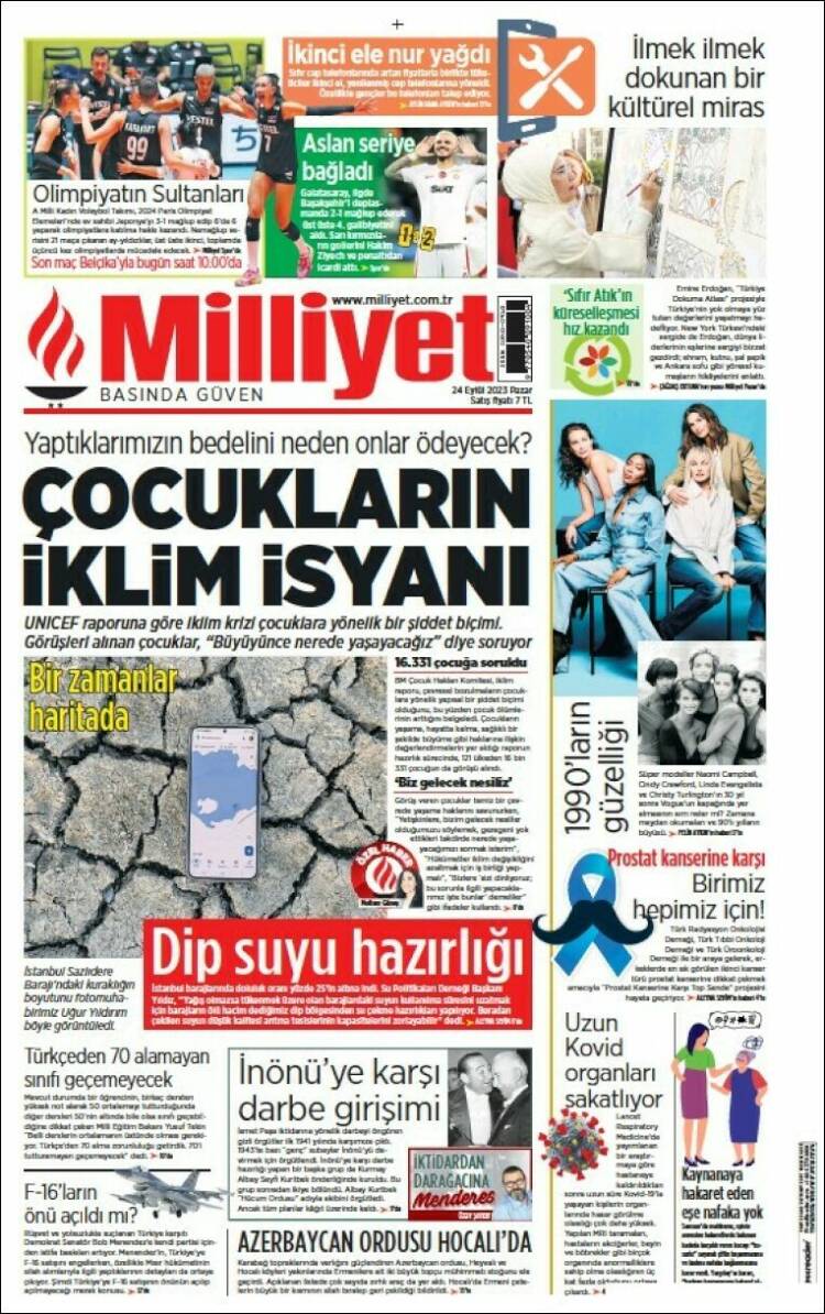 Portada de Milliyet (Turquía)