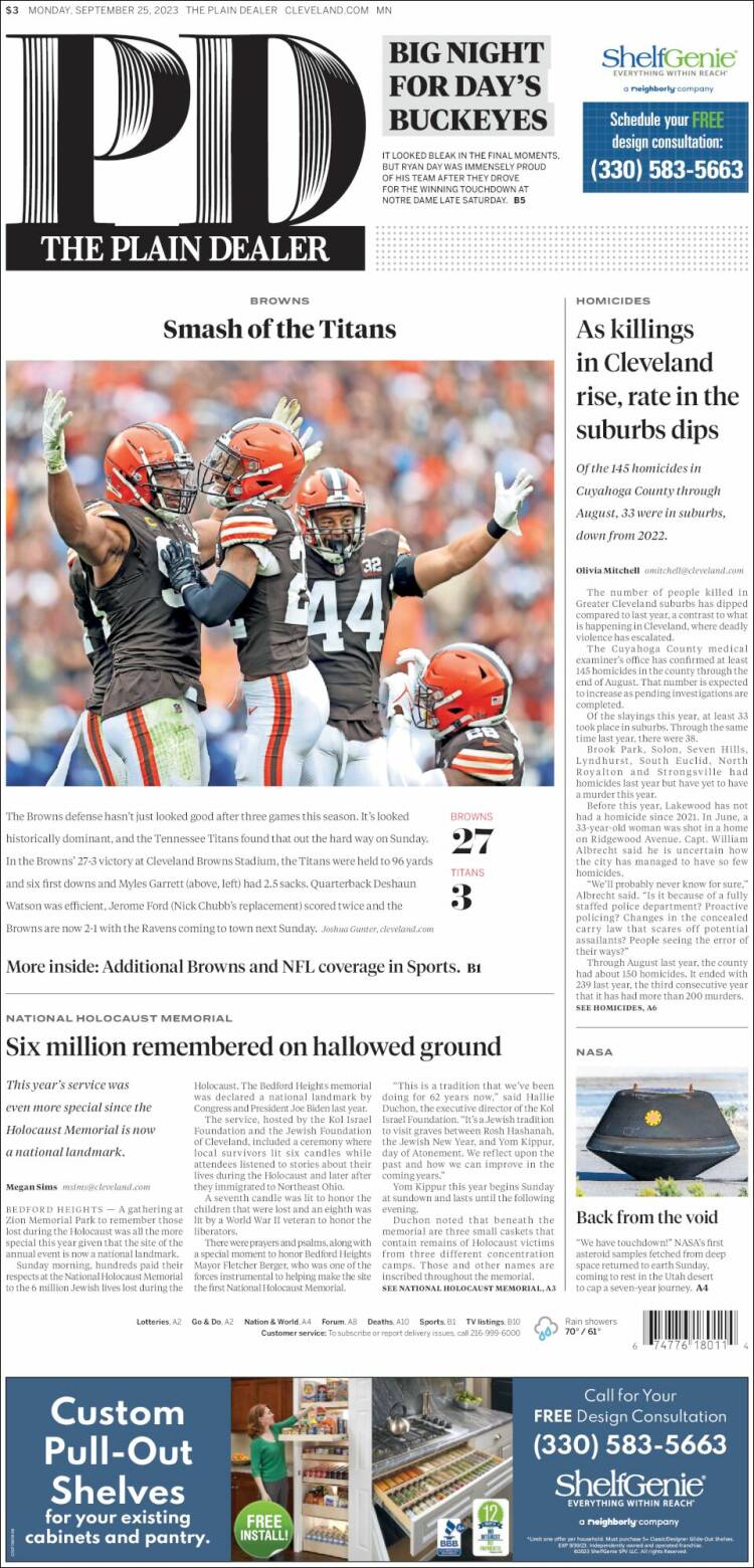 Portada de The Plain Dealer (USA)