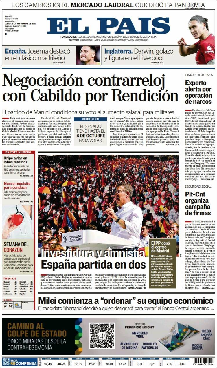 Portada de El País (Uruguay)