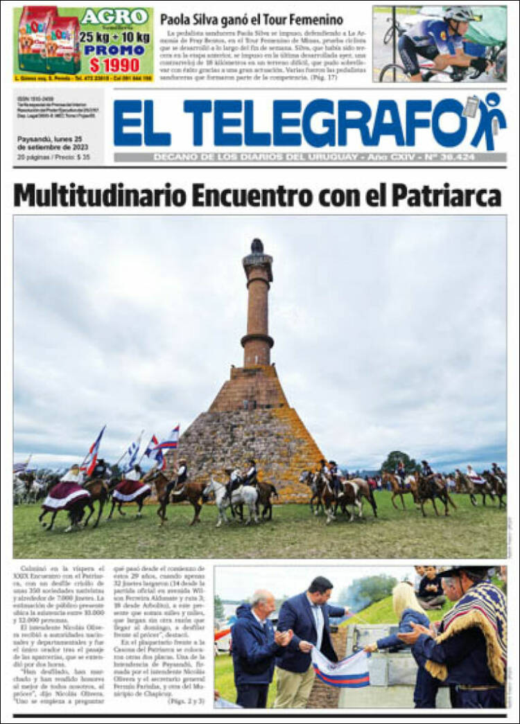 Portada de El Telégrafo (Uruguay)