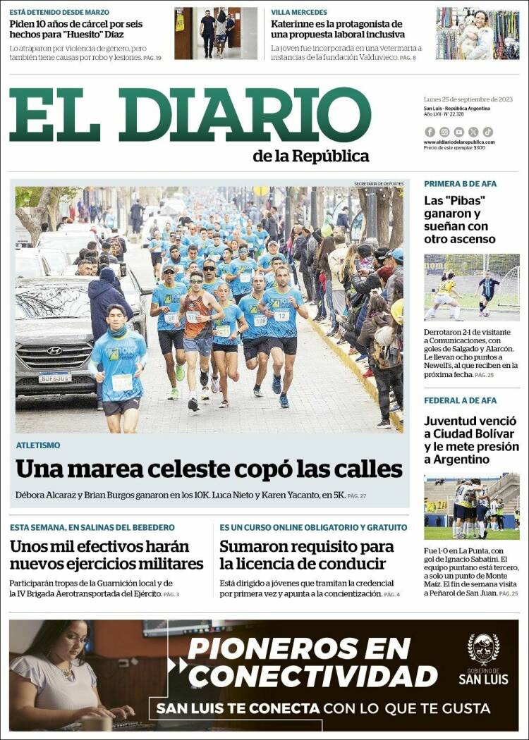 Portada de Diario de la República (Argentina)