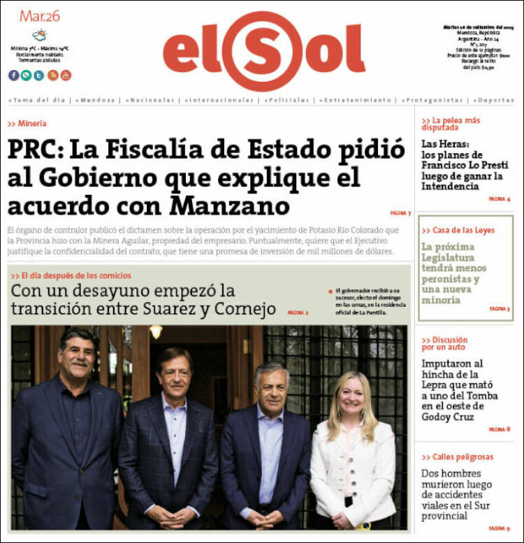 Portada de El Sol Diario (Argentina)