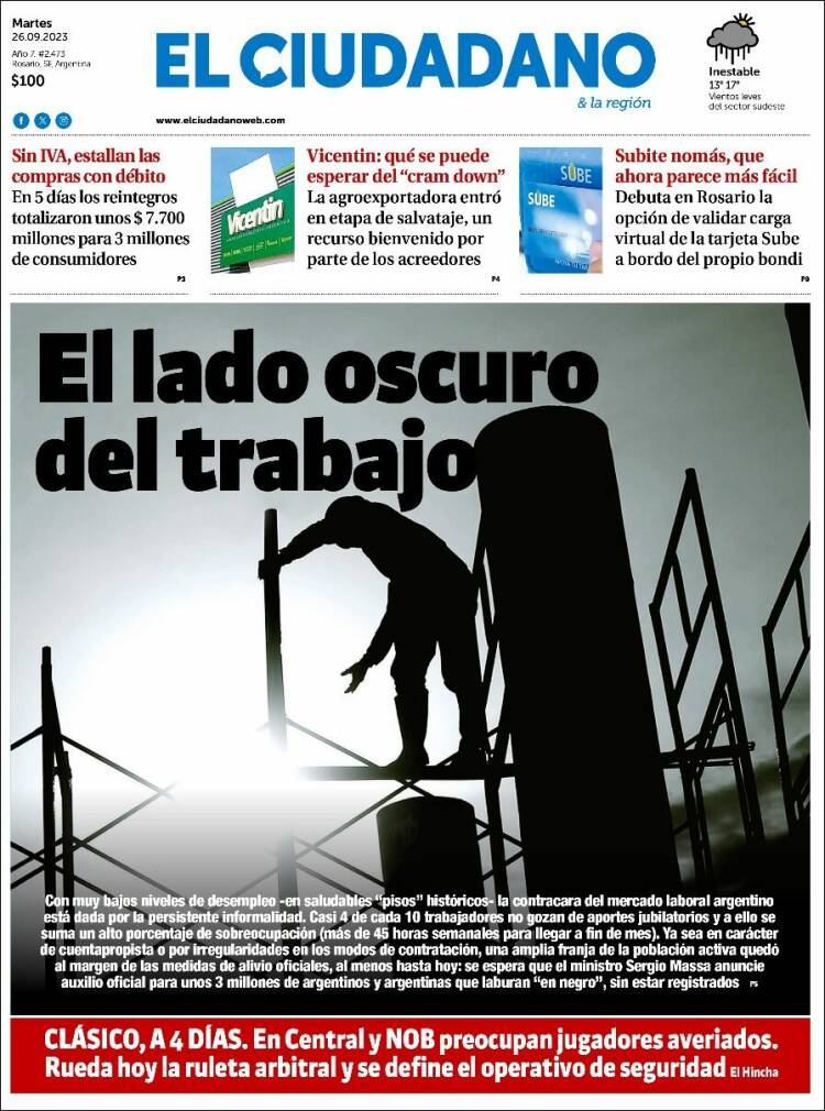 Portada de Diario El Ciudadano (Argentina)