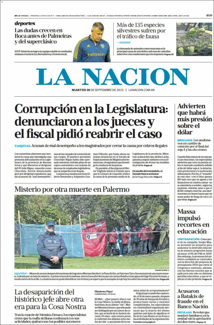 Portada de La Nación (Argentina)