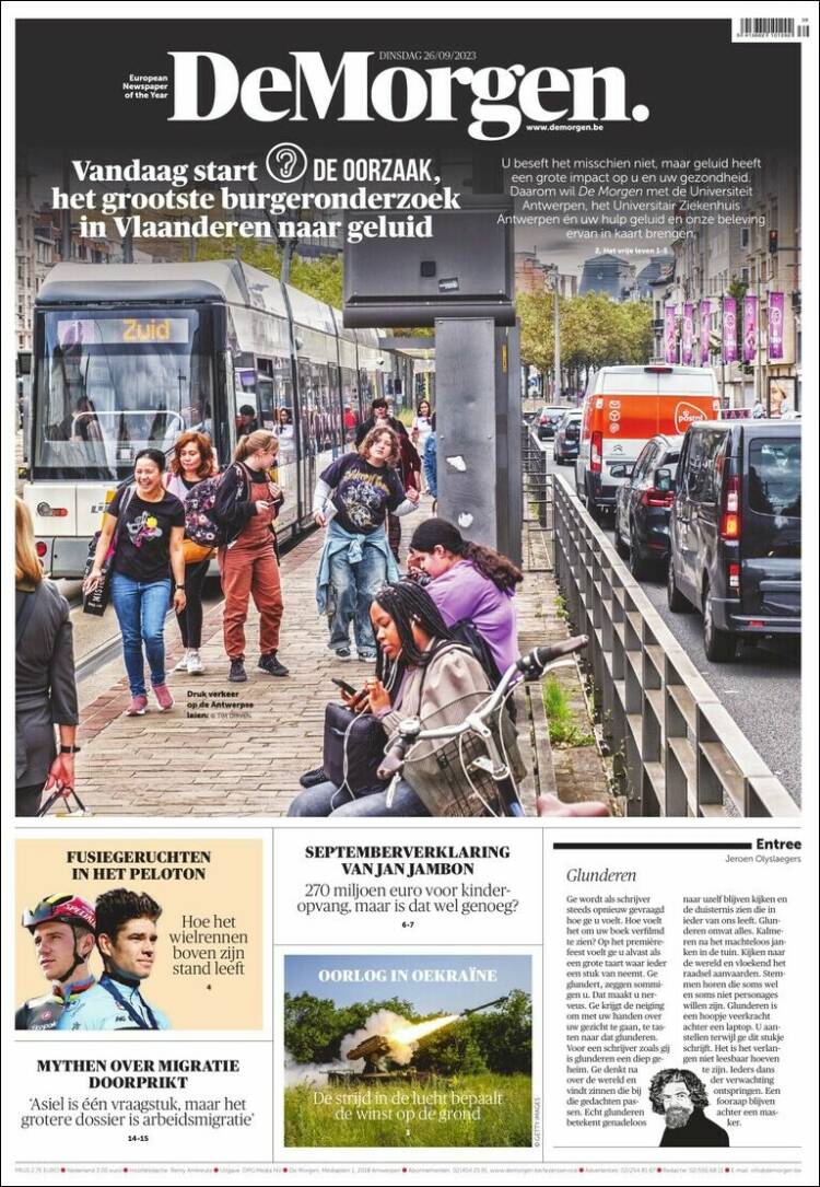 Portada de De Morgen (Belgium)