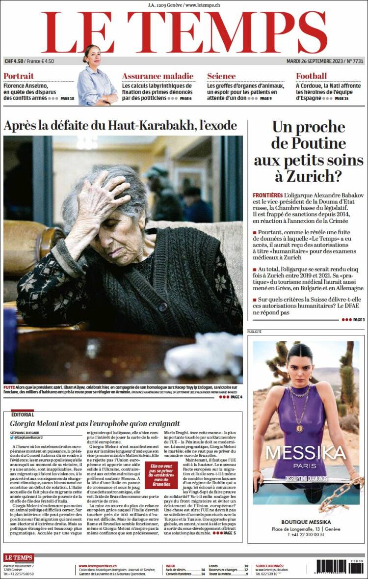 Portada de Le Matin (Suiza)