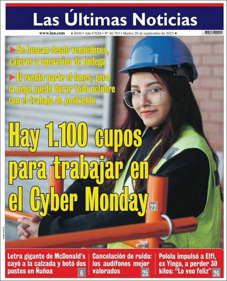Portada de Las Últimas Noticias (Chile)