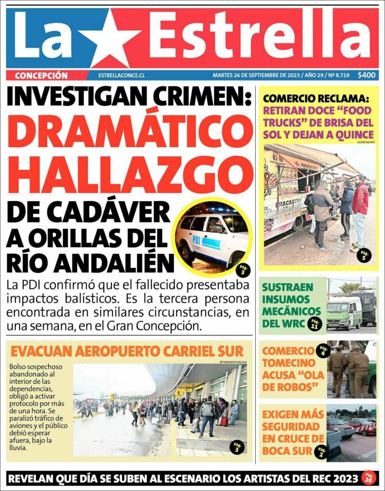 Portada de La Estrella de Concepción (Chile)