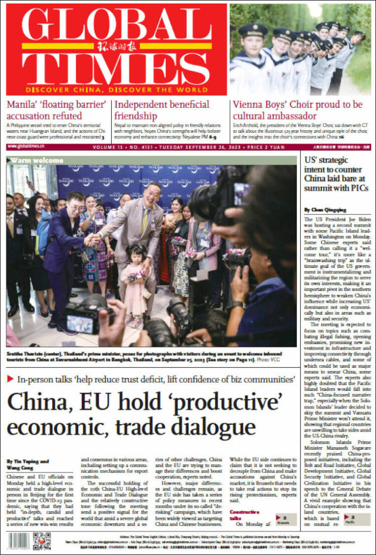 Portada de The Global Times (China)