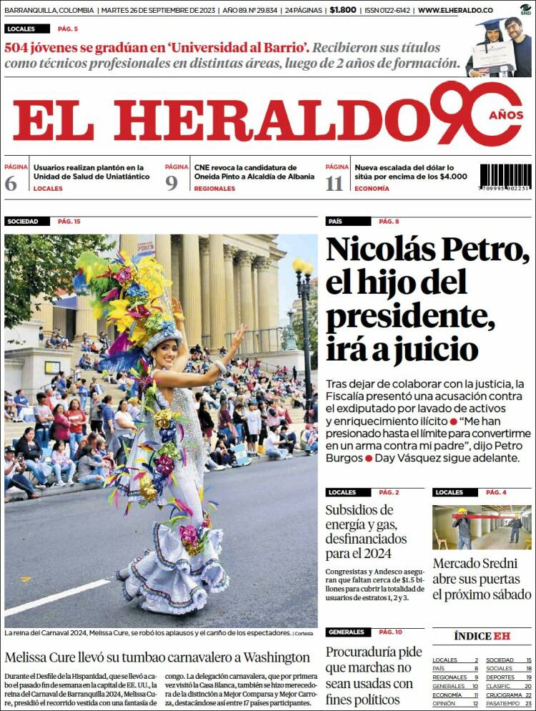 Portada de El Heraldo (Colombia)