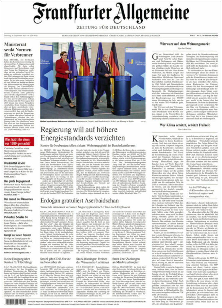 Portada de Frankfurter Allgemeine (Alemania)