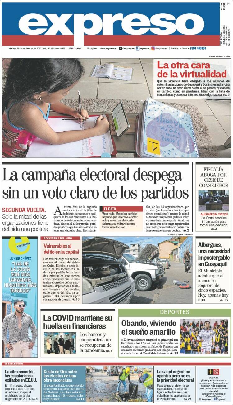 Portada de Expreso (Ecuador)
