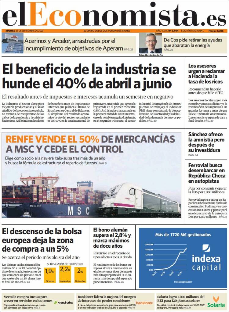 Portada de El Economista (Spain)