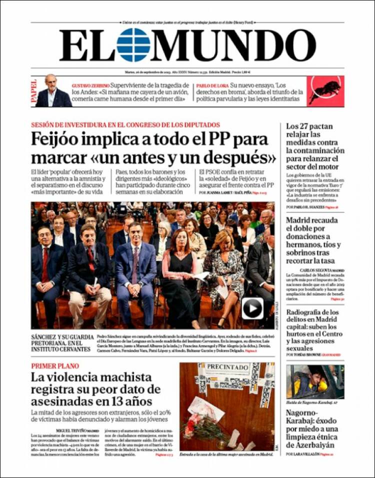 Portada de El Mundo (Spain)