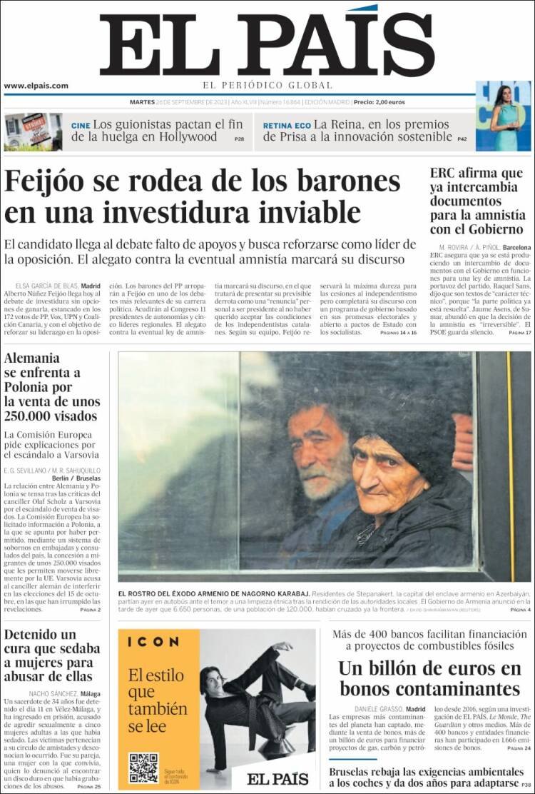 Portada de El País (Spain)