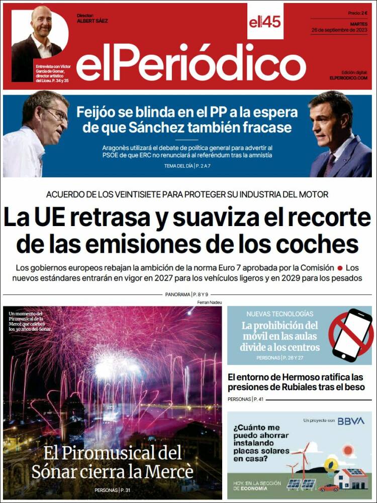 Portada de El Periódico (Spain)