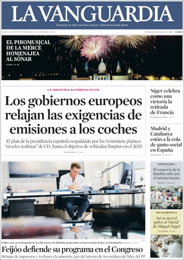 Portada de La Vanguardia (Spain)